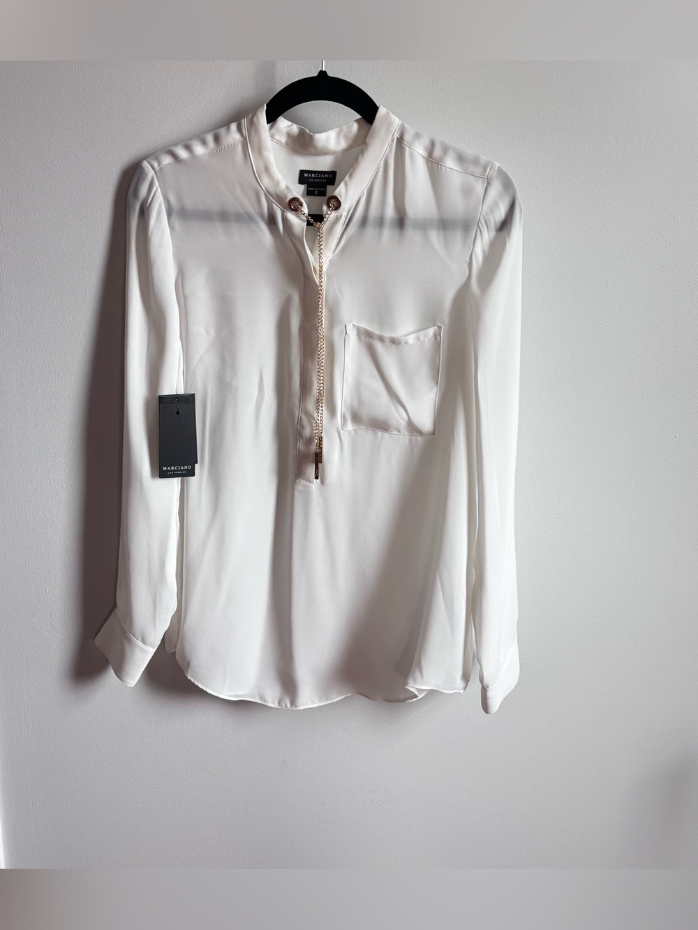 Marciano White Tie-Detail Long Sleeve Blouse
